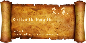 Kollarik Henrik névjegykártya